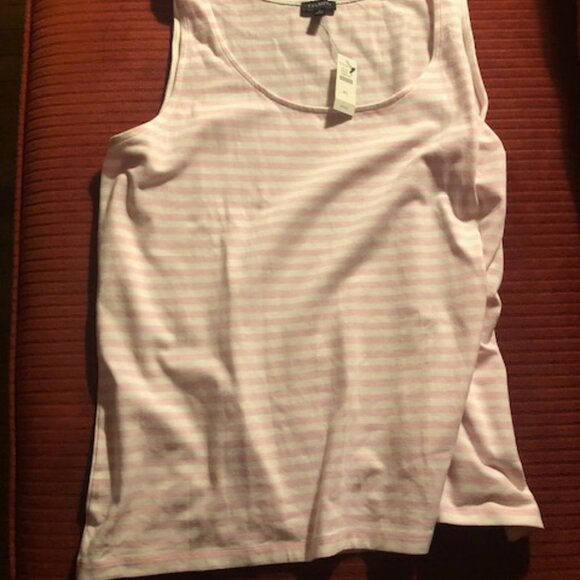 Talbots Pink and White Striped Sleeveless T-Shirt; NWT; 100% cotton and machine - Picture 4 of 8